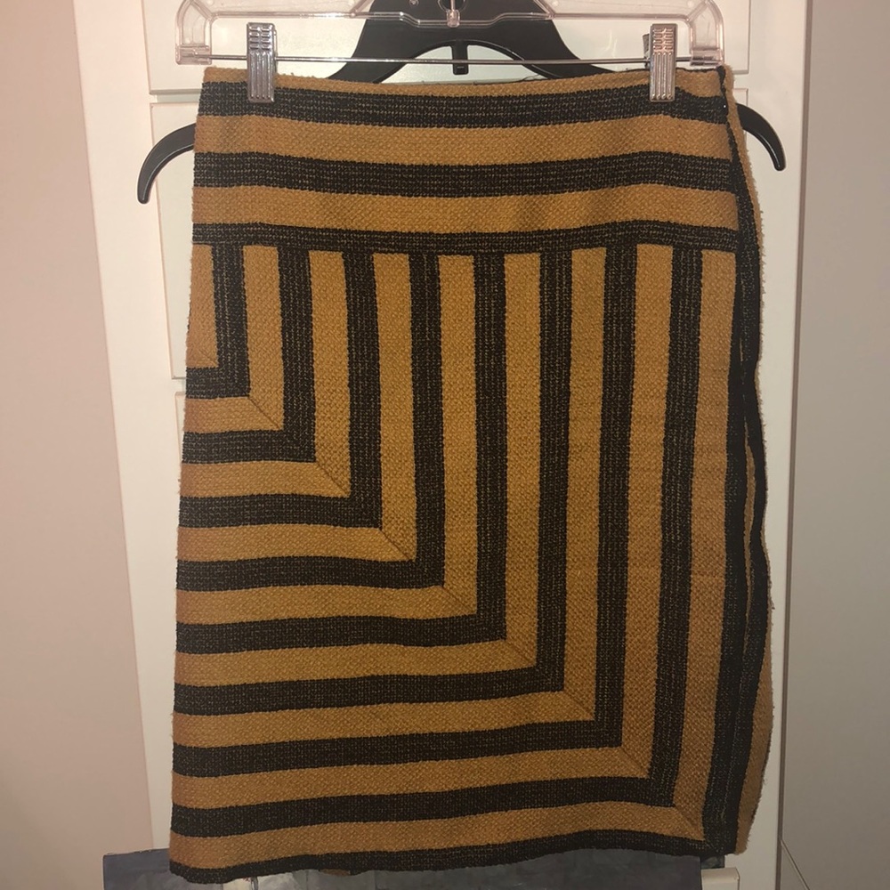 Anthropologie Navy & Tan Striped Pencil Skirt